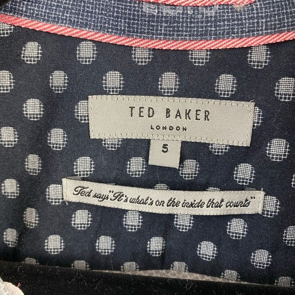 Ted Baker Button Down Blue White Micro Geometric Stretch Casual Shirt 5 Men’s XL - Picture 11 of 14